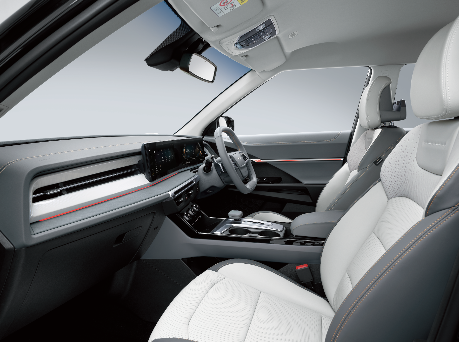 Teal Grey and Greige White 2-tone interior